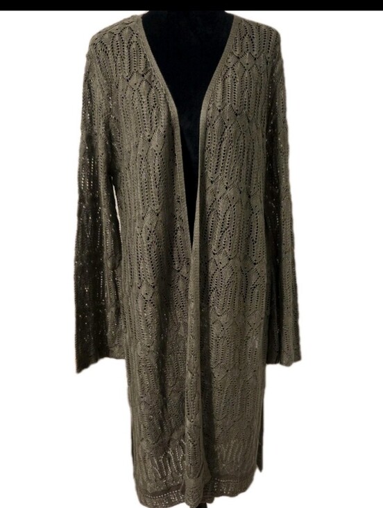 No Brand Sweaters - Olive Crochet Womens Boho Open Knit Longline Festival Cardigan Duster. Sz XL